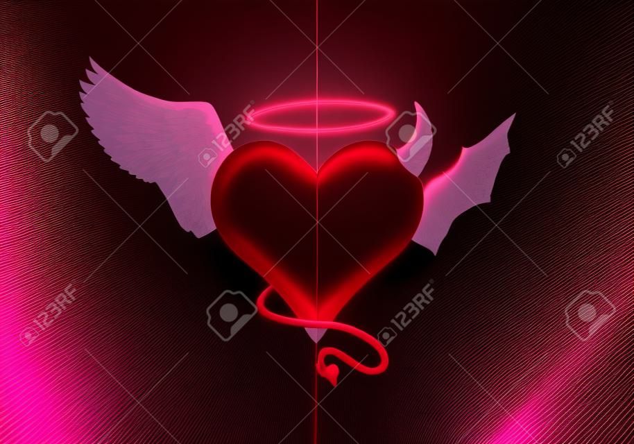 Angel Devil Heart Geïsoleerde afbeelding
