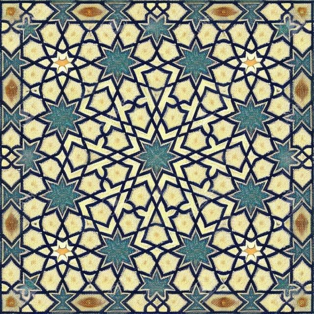 moslimmozaïek, persisch motief. Moskee decoratie element. Islamitisch geometrische patroon. Elegant wit oosters ornament, traditionele Arabische kunst. 3D illustratie voor brochures, wenskaart