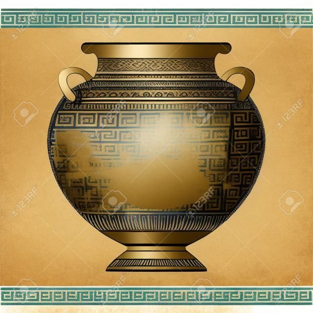 vector vintage grec vase avec des éléments nationaux