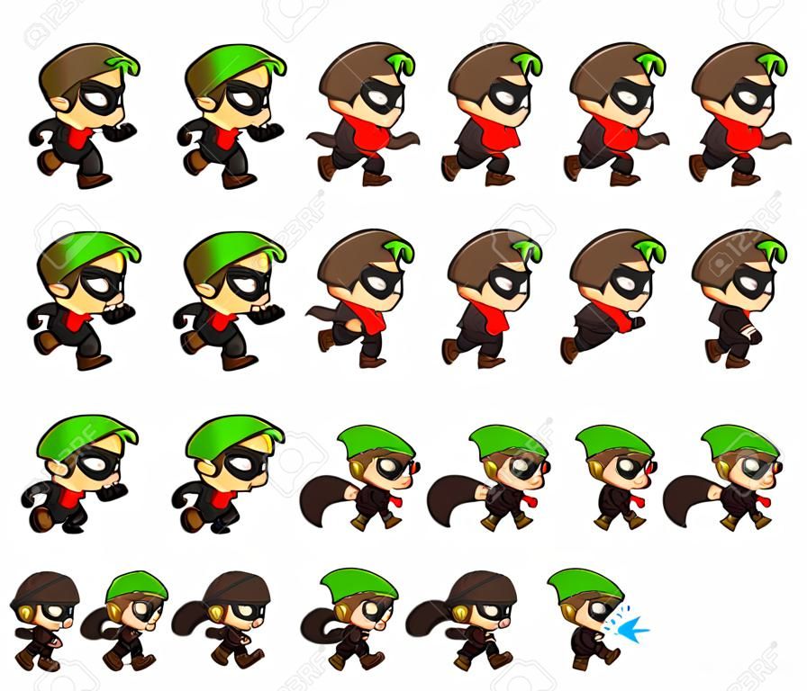 Thief Boy game sprites for side scrolling action adventure endless runner 2D mobile game.