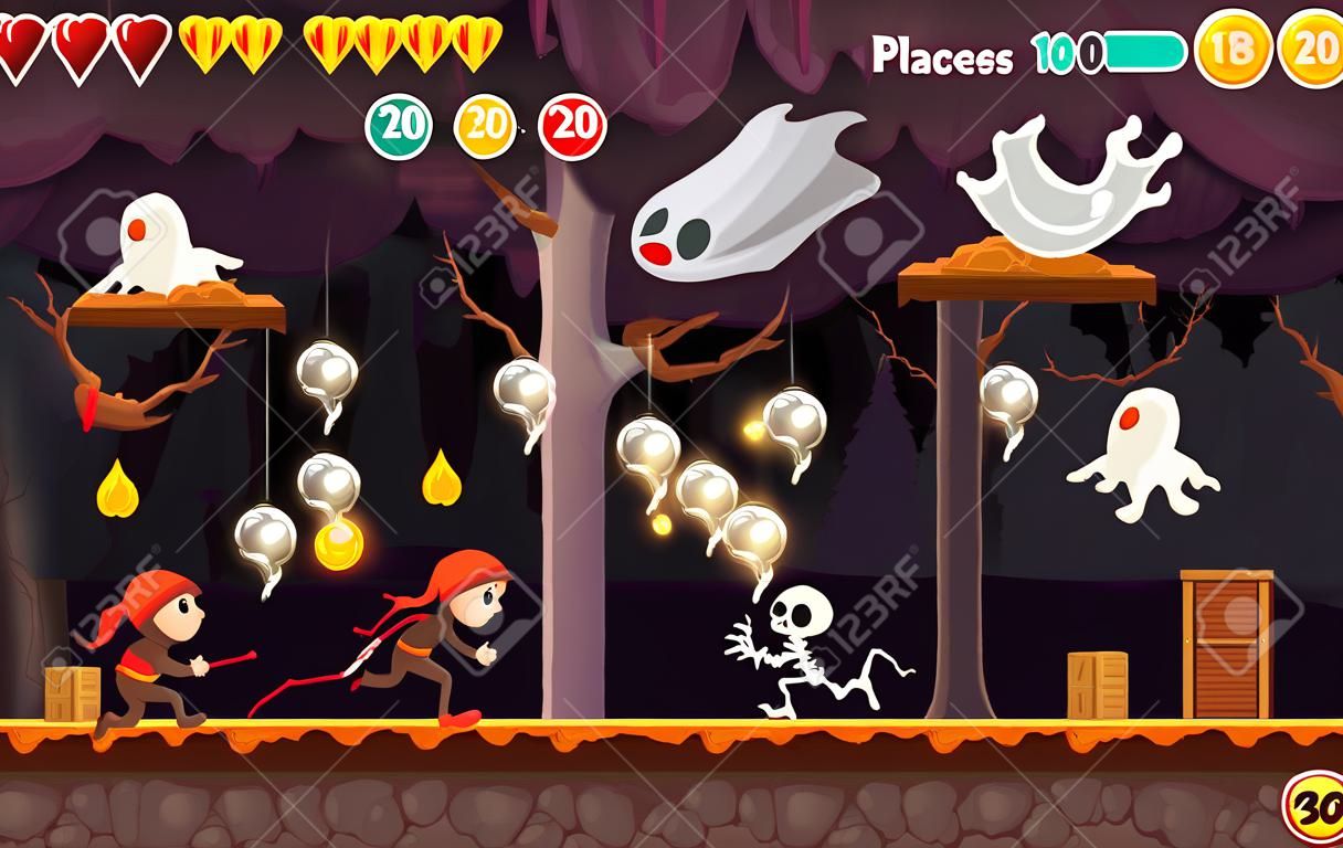 Spooky Места Игра Активов Для 2D Бесконечны Бегун Действия Приключенческой  Игры. Клипарты, SVG, векторы, и Набор Иллюстраций Без Оплаты Отчислений.  Image 66532876