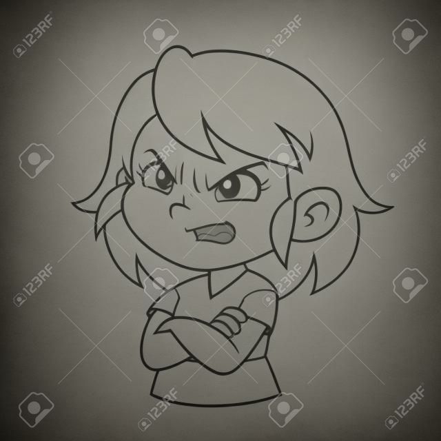 Angry Girl Expressão BW