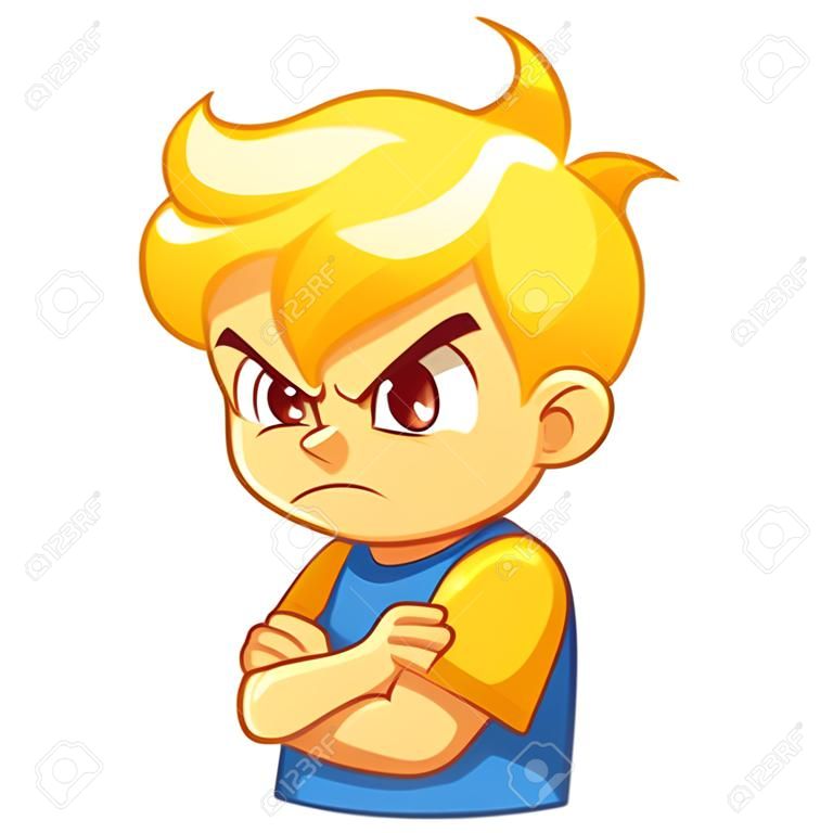 Personaggio dei cartoni animati ragazzo arrabbiato