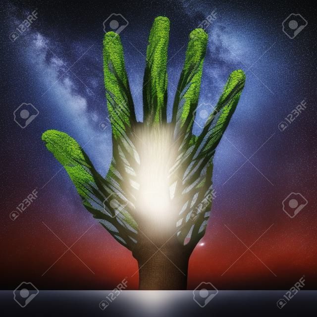 Ein Baum, der eine Hand bildet
