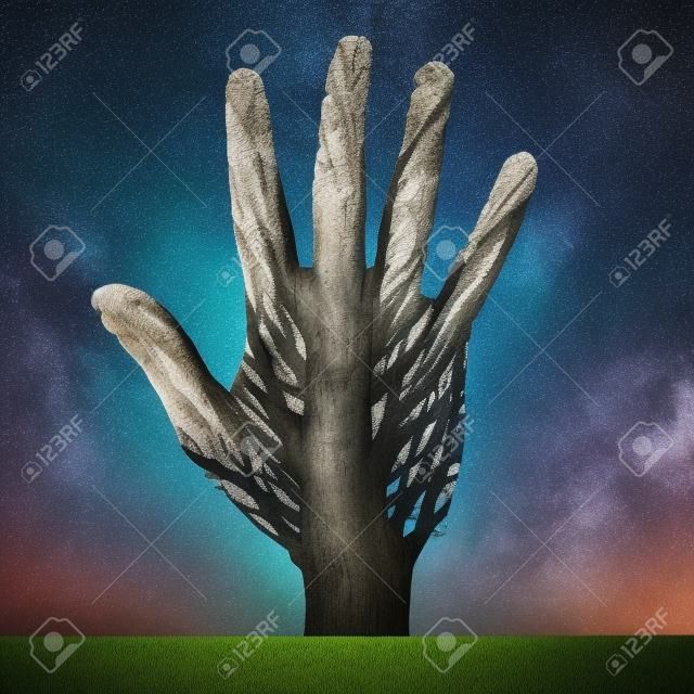 Ein Baum, der eine Hand bildet