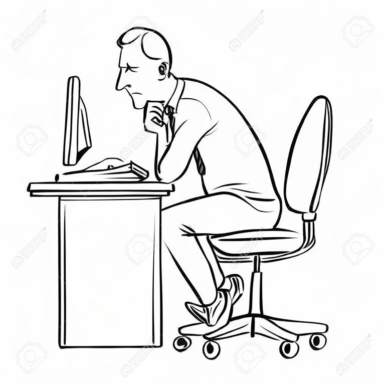 Bad sitting posture as the reason for office syndrome.