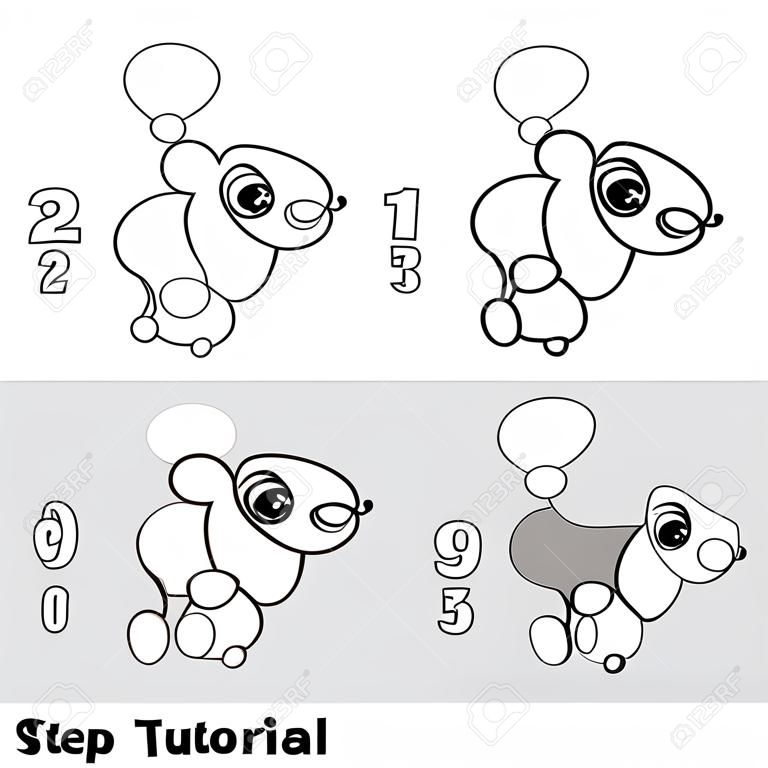 Step by step drawing tutorial. Visual game for kids. How to draw a Little Mouse