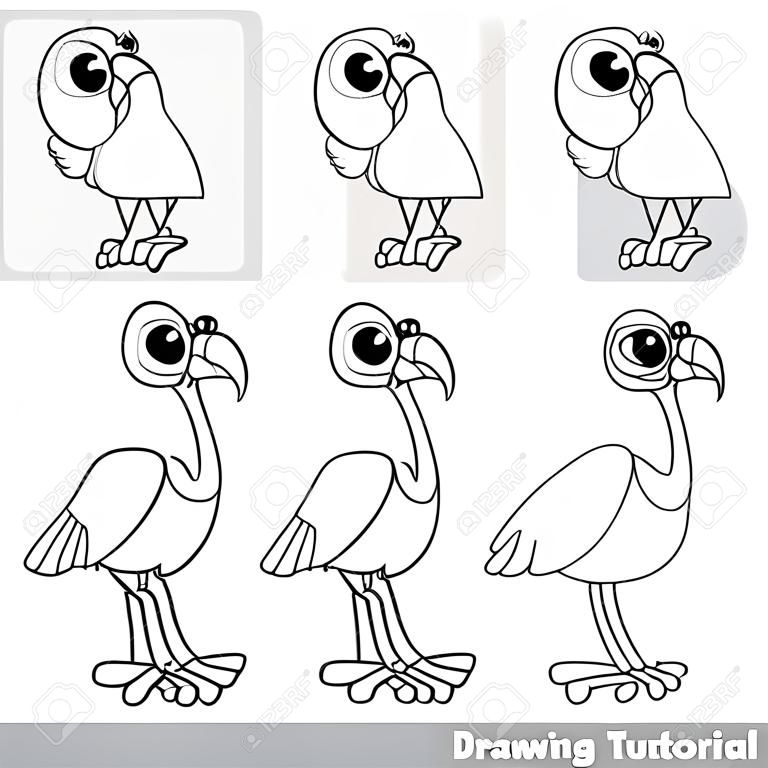Drawing tutorial for children. How to draw the funny Vulture