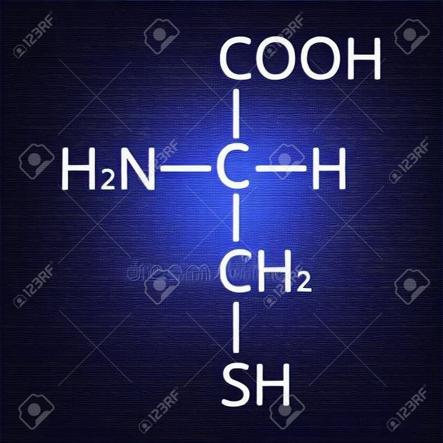 The amino acid Cysteine. Chemical molecular formula Cysteine amino acid. Vector illustration on isolated background