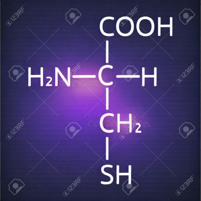 The amino acid Cysteine. Chemical molecular formula Cysteine amino acid. Vector illustration on isolated background