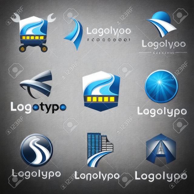 Road,transport . Abstract element set of logo templates on isolated background