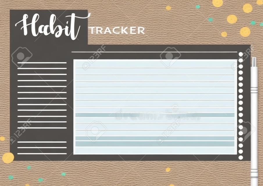 Habit Tracker. Monthly planner habit tracker blank template. Monthly planer.  Vector illustration. 
