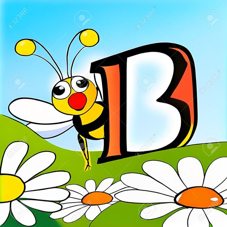 Tiere und Nummern-Serie für Kinder von 0 bis 9 - 1 Biene