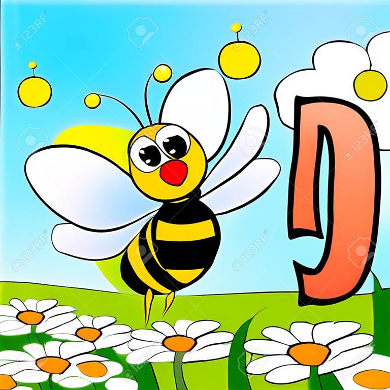 Los animales y los números de serie para los niños, de 0 a 9 - 1 de abejas