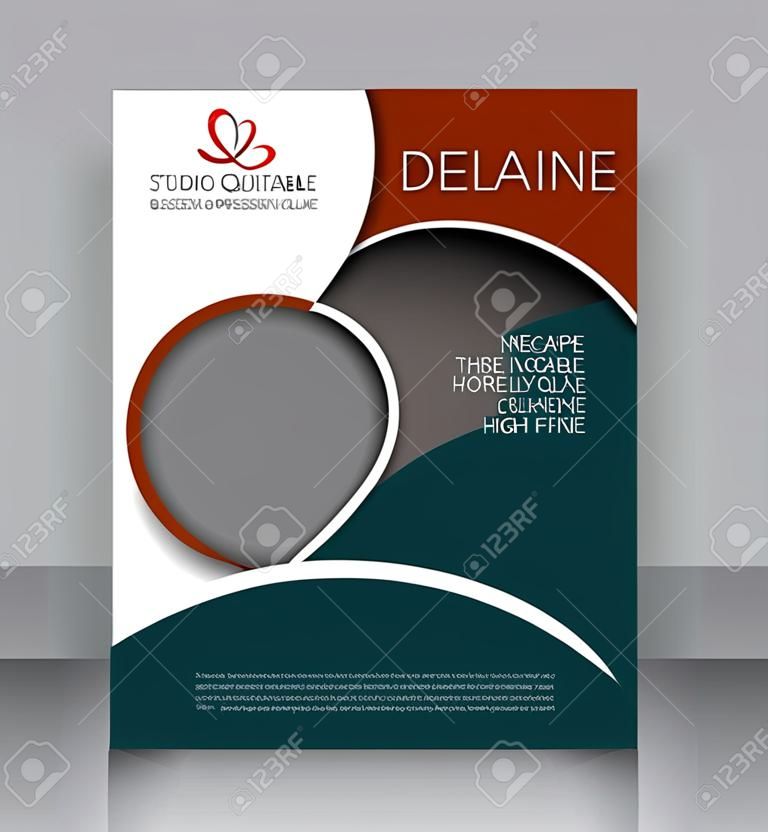 Flyer template. Brochure design. Editable A4 poster for business, education, presentation, website, magazine cover. Green and red color.