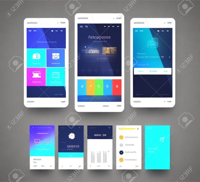 mobile app ui set of modern design. Template for user interface application.