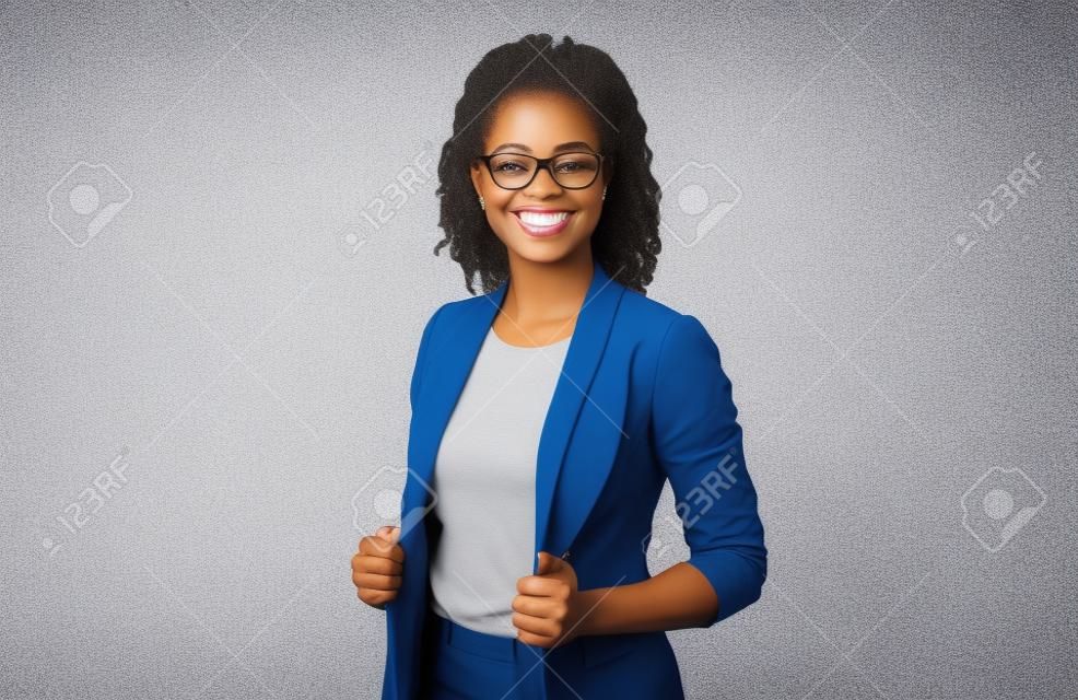 Successful Entrepreneurship. African American Business Lady Smiling At Camera On White Studio Background. Isolated, Copy Space