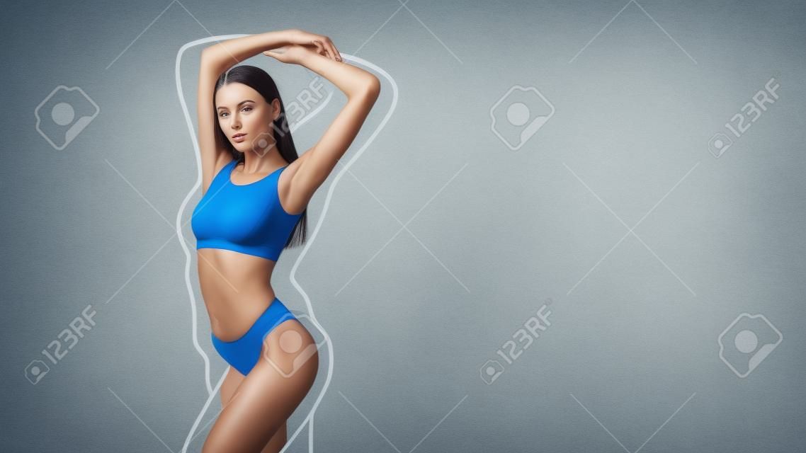 Wellness Concept. Attractive Young Woman With Perfect Body Posing In Underwear