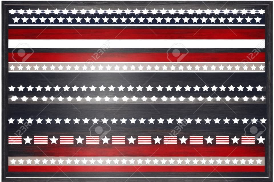Symboles abstraits du drapeau américain ensemble de rayures de séparation de bordure de bannière décorative.
