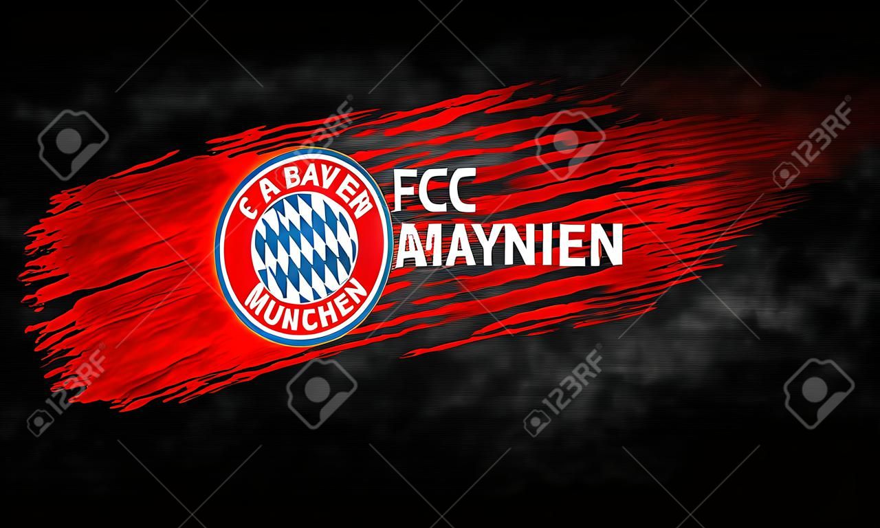 Farbabstrich in Form der Flagge des FC Bayern München Nahaufnahme auf schwarzem Hintergrund