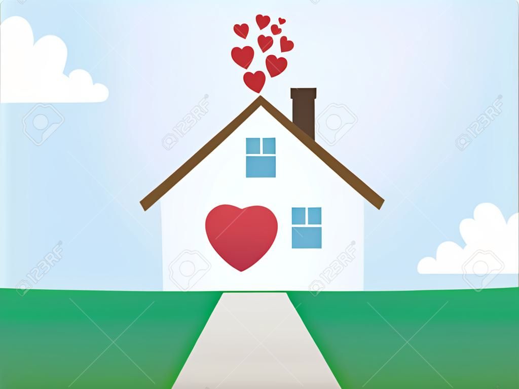 Resumo do esboço da casa com corações