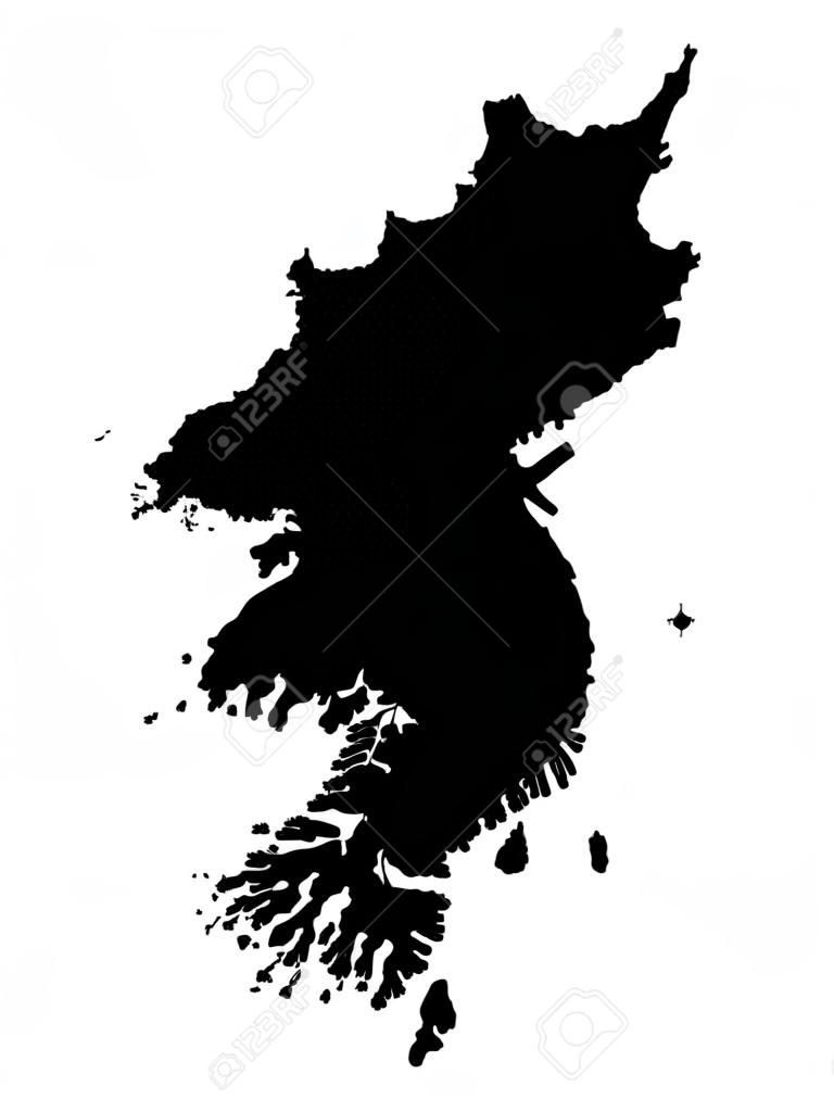 vector illustration of Black Map of Korean peninsula