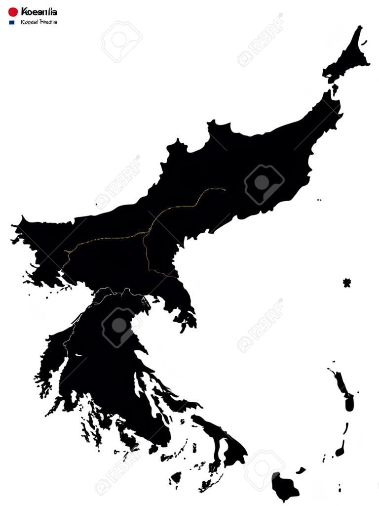 vector illustration of Black Map of Korean peninsula
