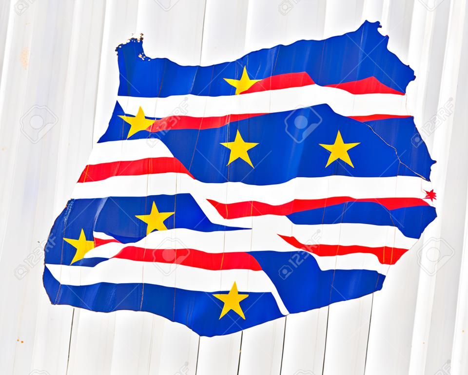 ボアビスタ島の形をしたカーボベルデの抽象旗