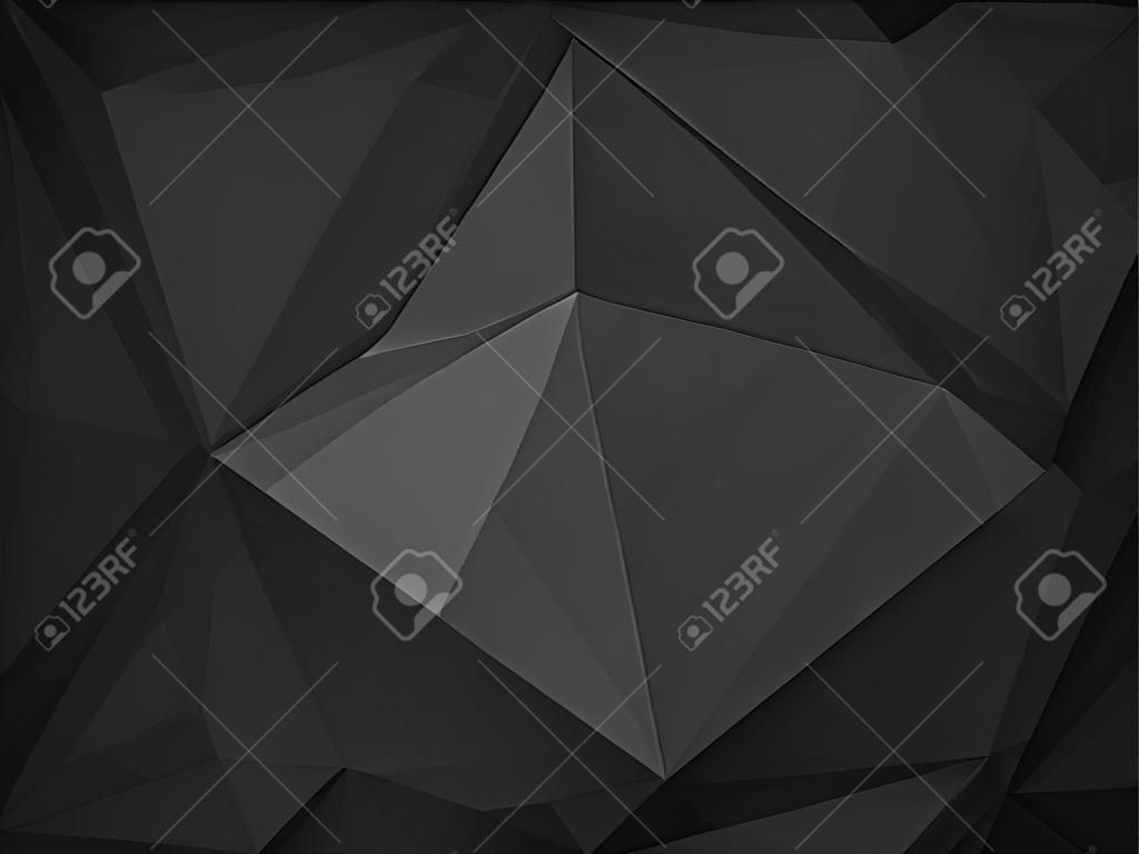 abstracte veelhoekige achtergrond, vector donker grijs zwart mozaïek patroon