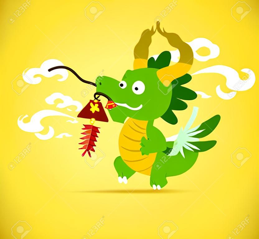 Baby drago cinese in possesso di un petardo.