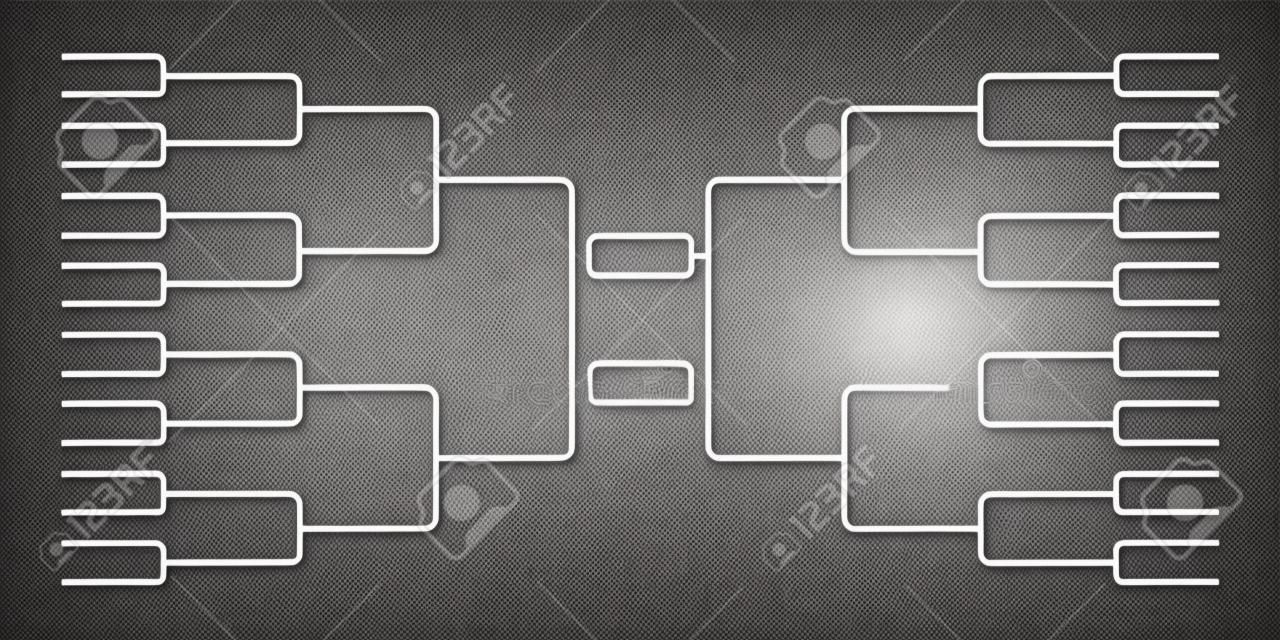 32 team tournament bracket championship template flat style design vector illustration isolated on white background. Championship bracket schedule for soccer, football, basketball, baseball or tennis.