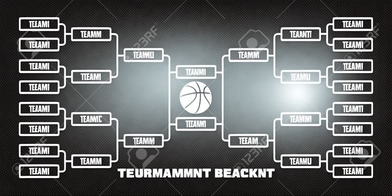 16 team tournament bracket championship template flat style design vector illustration isolated on white background. Championship bracket schedule for basketball game.