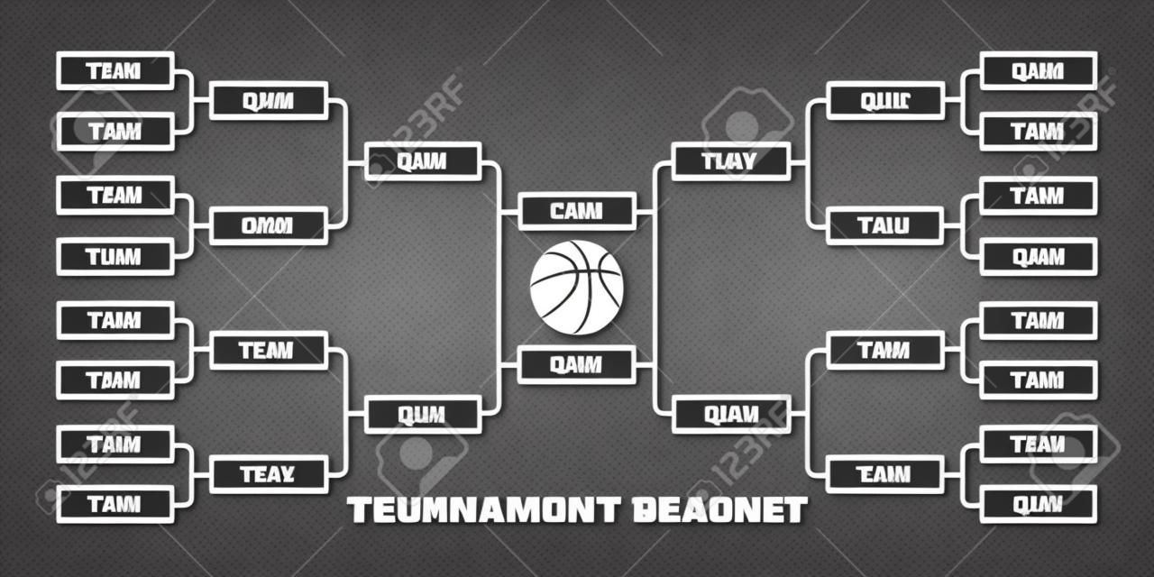 16 team tournament bracket championship template flat style design vector illustration isolated on white background. Championship bracket schedule for basketball game.
