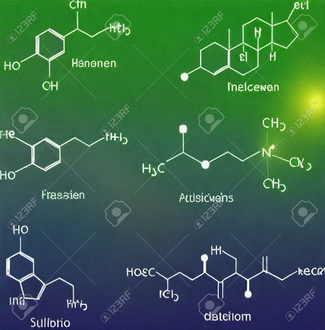 Les formules chimiques des neurotransmetteurs et des substances similaires dans le corps humain