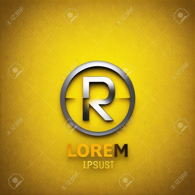 Золотой Буква R логотип шаблон. Векторная иллюстрация