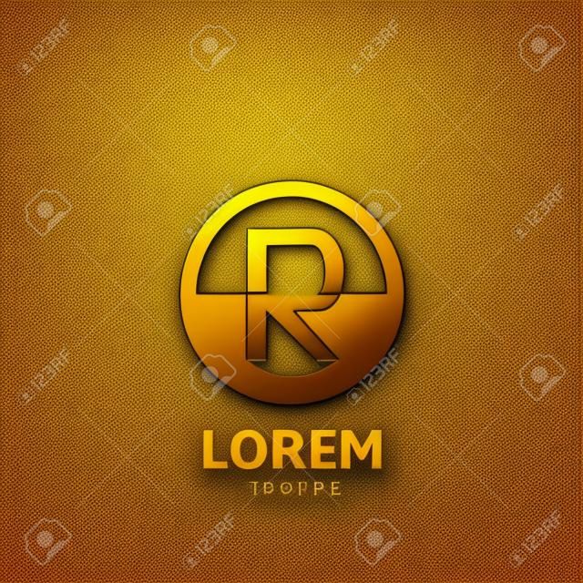 Gouden letter R logo sjabloon. Vector illustratie