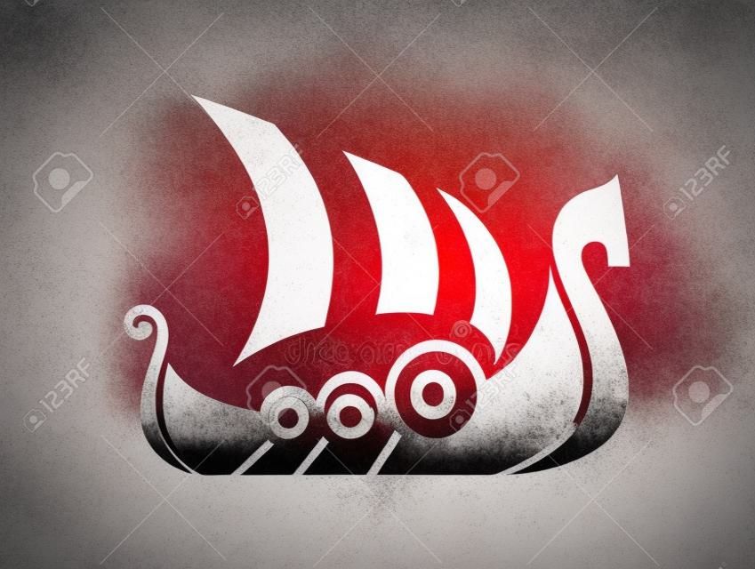 Drakkar signe. Navire de transport Viking. Illustration vectorielle. Branding Identité Corporate logo design template Isolé sur fond blanc