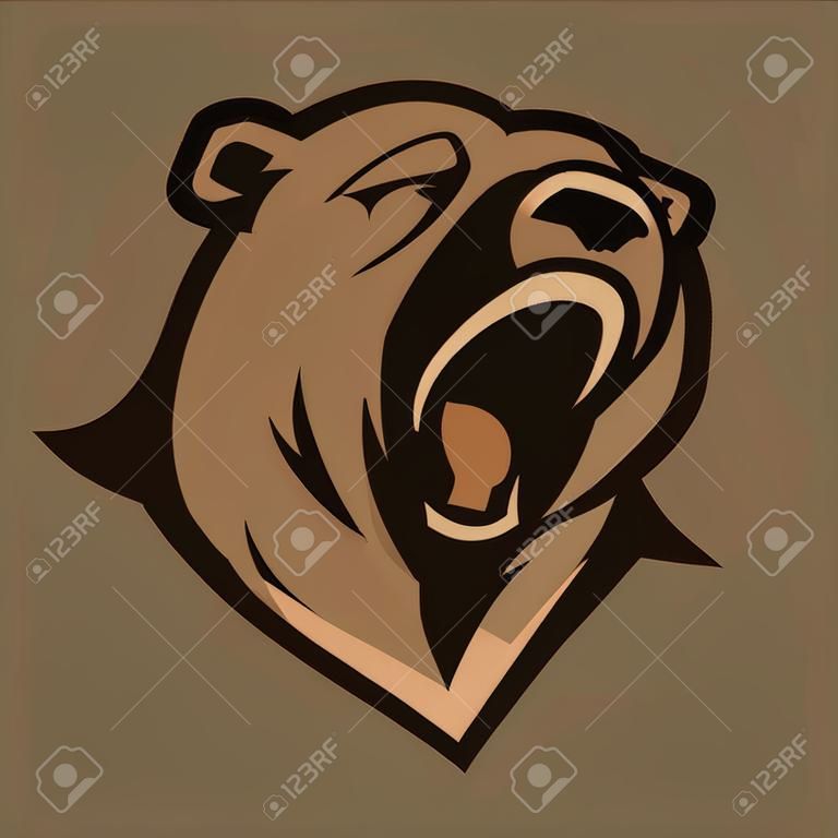 Angry beer hoofd vector afbeelding. Grizzly met grote tanden.