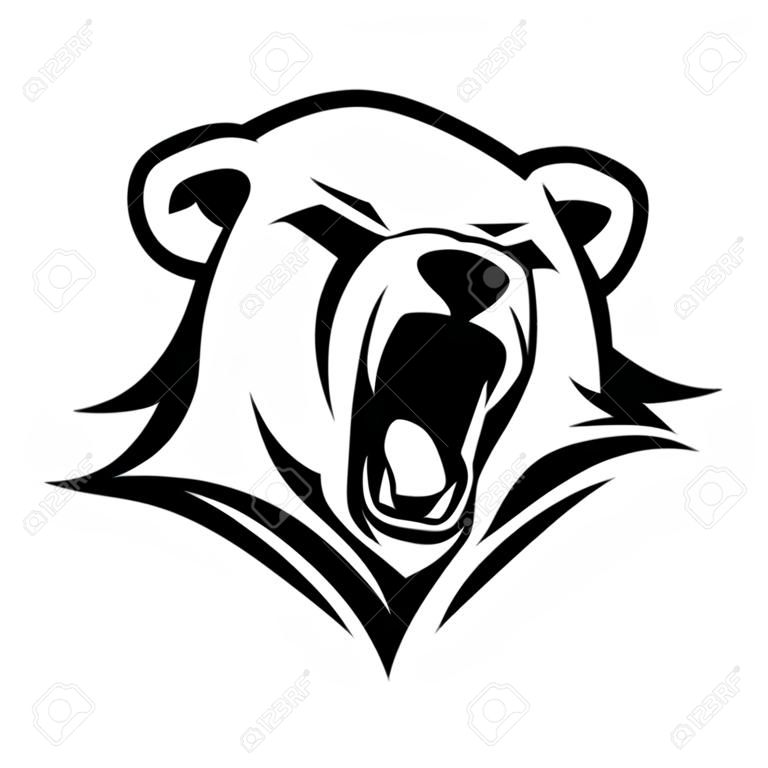 Angry bear head vector image. Grizzly with big teeth.