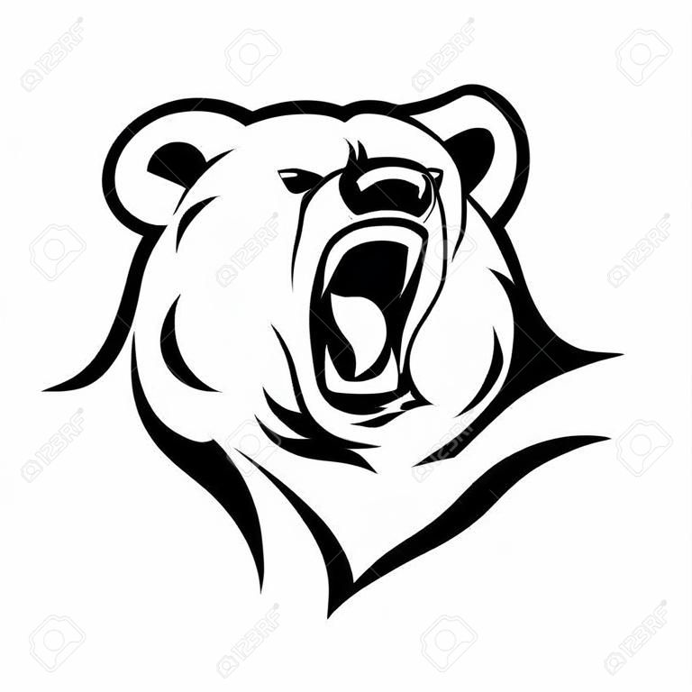 Angry bear head vector image. Grizzly with big teeth.