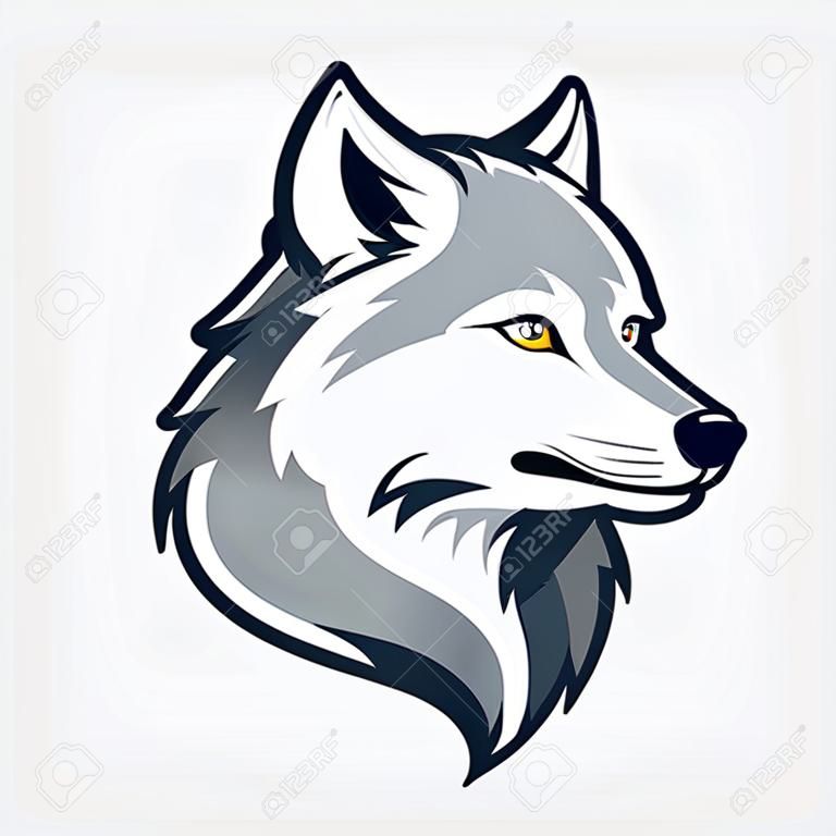 Wolf head mascot. Vector illustration of wolf head isolated on white background.