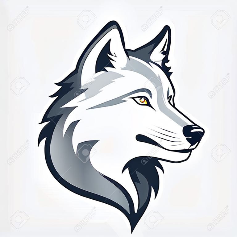 Wolf head mascot. Vector illustration of wolf head isolated on white background.