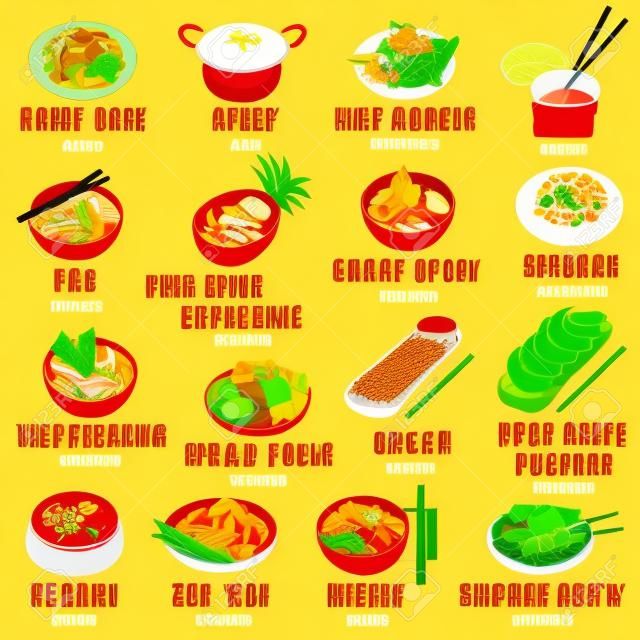 Asian food vector set