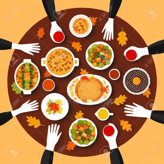 Thanksgiving traditional dinner illustration