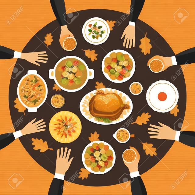 Thanksgiving traditional dinner illustration