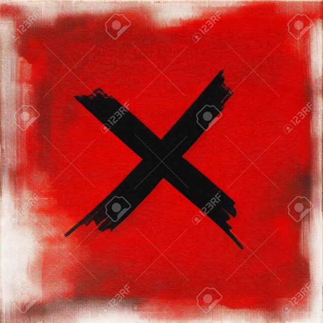 X-Markierung im roten Pinselstrich