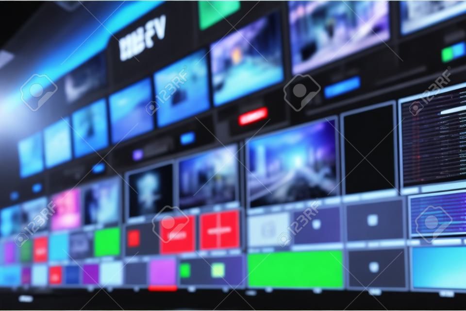 Переключатель Blur image video Television Broadcast, работа с видео и аудио микшером, управление трансляциями в студии звукозаписи.