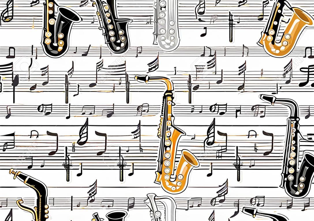 Musique seamless, avec des notes et saxophones