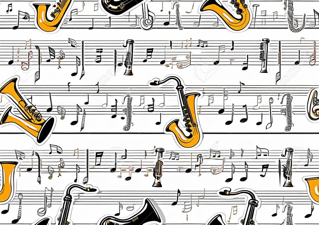 Musique seamless, avec des notes et saxophones