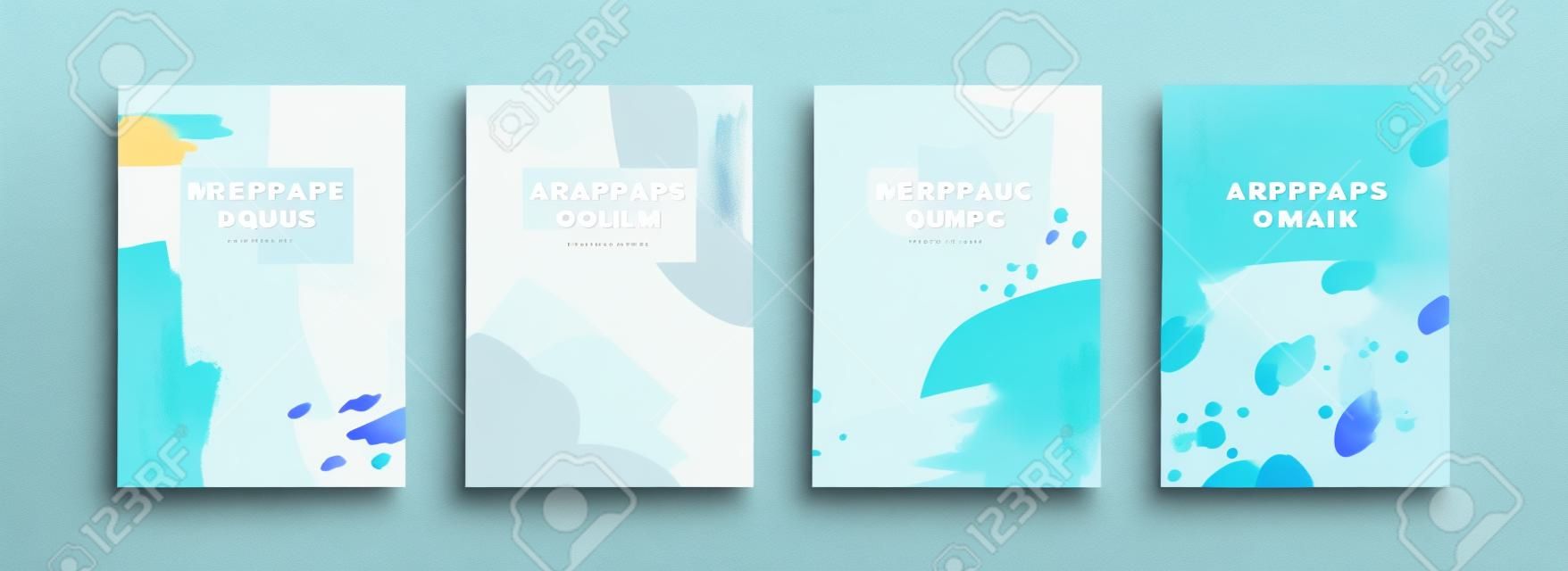 Cover template in minimal Memphis design, mixed with fluid shapes and elegant line art in pastel color